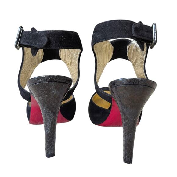 Vintage Luciano Padovan Red Bottom Suede Snakeskin Heels 36.5 - Picture 3 of 15